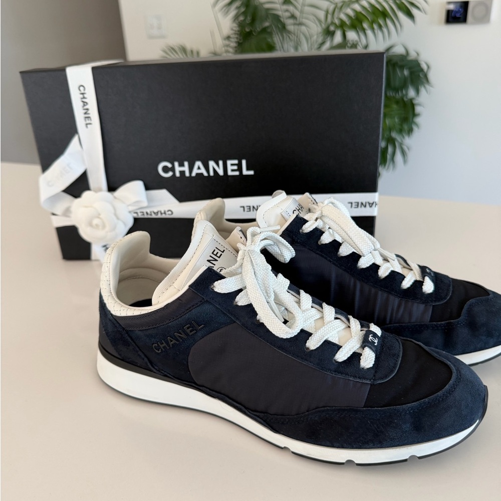 CHANEL Women’s Black, Navy, and White Sneakers